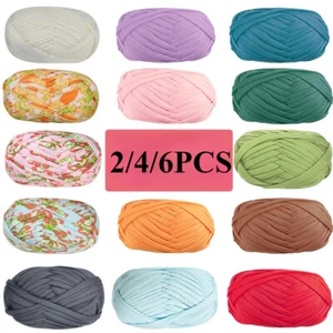 2/4/6Pc T-Shirt Yarn Elastic Fabric Crochet Cloth Yarn for DIY Knitting Hand Bag - Picture 1 of 215