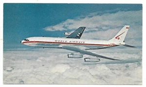 World Airways Boeing Intercontinental 707 - 320C Jetliner Chrome Postcard - Imagen 1 de 2