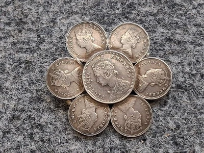 BRITISH INDIA 1886 7 COIN SILVER BROACH - 12.73g - Image 1 of 4