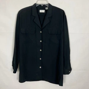 Vista previa Colección Mujer Vintage 100% Seda Negro Abotonado Top Talla S - Imagen 1 de 11