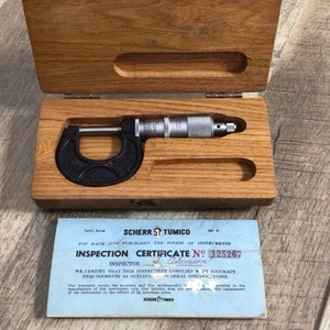 SCHERR - TUMICO INC. MICROMETER With Wood Box - Picture 1 of 14
