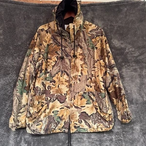 Walls Men's Pro Series Camo Hunt Hooded Rain Jacket Sz XL Light Waterproof Zip - Picture 1 of 7