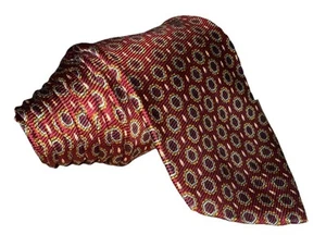 Brioni Burgundy Twill w/Floral Medallions Handmade In Italy Self-Tipped Wide Tie - Picture 1 of 11