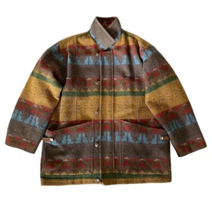 Robert Comstock Coat Men’s L Aztec Southwestern Wool Chore Jacket Barn FITS Big - Picture 1 of 10