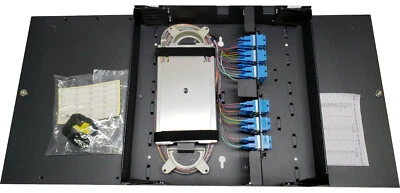 48 Fiber Wall Mount w/ 24 SC/UPC Duplex Adapters, SM Pigtails & Two Splice Trays - Image 1 of 4