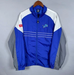 Reebok Detroit Lions Zip Up Windbreaker Jacket Adult Large Blue Gray Lightweight - Picture 1 of 13