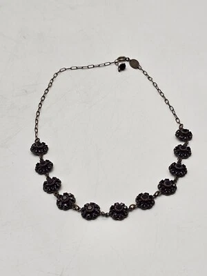 Liz Palacios SF Red Rhinestone Flower Link Bronze Tone Necklace 17" - Image 1 of 4