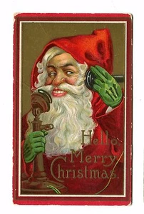 Postal vintage NAVIDAD SANTA CLAUSULA en un TELÉFONO CON CANDELABRO   - Imagen 1 de 2