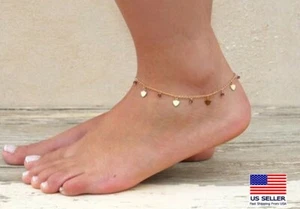 Fashion Women Anklet Retro Love Heart Beaded Tassel Ankle Chain Barefoot 0584 - Picture 1 of 8