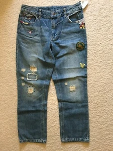 NWT Ralph Lauren Girls Floral Stitching Jeans   Sz. 12 - Picture 1 of 6