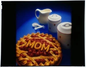1980s Art 8x10" Color Transparency Slide Mother Cake Cherry Pie - Picture 1 of 1