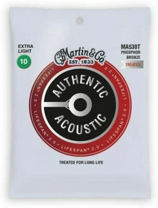 Auténticas cuerdas de guitarra acústica Martin Lifespan bronce Phosp MA530T .010-.047 - Imagen 1 de 1
