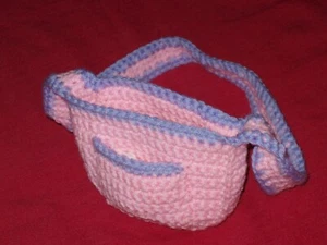 Purse tote bag toddler child girl's pink pocketbook handmade crochet pocket - Picture 1 of 5