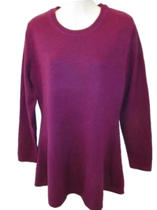 IsaacMizrahiLive 100% Cashmere Deep Pink Longer Length Flare Sweater S New - Picture 1 of 4