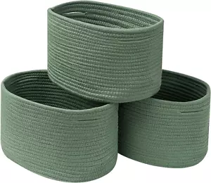 Woven Basket for Organizing Storage Cube Shelf Closet Storage Bin Set of 3 Green - Picture 1 of 12