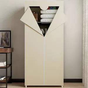 Armadio in tessuto TNT Guardaroba Appendiabiti con Ripiano 70x46x160 cm Beige - Foto 1 di 5
