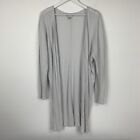 A New Day Womens Large Cardigan Sweater Long Ribbed Light Gray Open Front