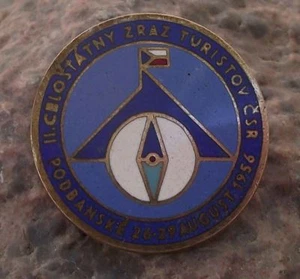1956 Slowakei Jungpionier Bewegung Jamboree Camping Kompass Flagge Pin Anstecker - Bild 1 von 2