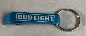 BUD LIGHT Beer Keychain Bottle Opener NEW Carolina Panthers Color NFL - Picture 1 of 4