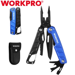 WORKPRO Multitool-11 in 1 Multitool Pliers w/Pocket Clip Sheath-EDC Multi Knives - Picture 1 of 15