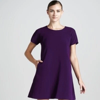 Vestido Swingy KATE SPADE Bosley Roxo Geometria Básica Bolsos Sólidos Linha A Tamanho 8 - Imagem 1 de 4