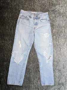 Levis Premium Wedgie Straight Jeans Damen Gr. 27 Distressed helle Waschung - Bild 1 von 9