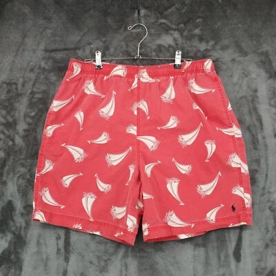 Polo Sport Ralph Lauren Bañador Pantalones Cortos Rojo Estampado Velero Algodón Nylon XL Foto 1 de 4