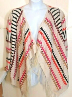 Cárdigan abierto colorido talla única Ya Los Angeles azteca geométrico suroeste s6 Foto 1 de 3