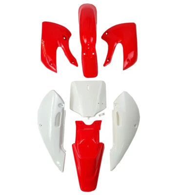 4 kits de carenado de cuerpo guardabarros de plástico rojo+3 blanco para motocross Foto 1 de 4