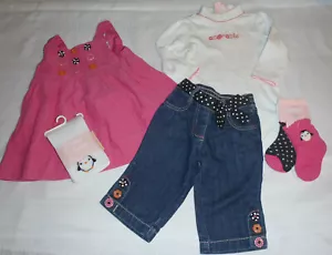 Gymboree Polka Dot Penguin 3-6 Month Dress Bodysuit Tights Socks Jeans Set New - Picture 1 of 5
