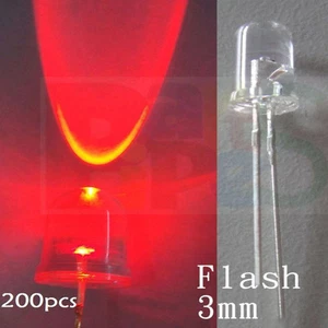 10pc,Flash Flashing 5mm Red Water Clear Bright LED,RLF5 - Picture 1 of 3