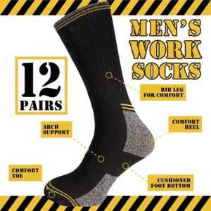 Herren Arbeitssocken Arbeitskleidung verstärkte Polstersohle Stiefelsocken 12 Paar Größe 6-11 - Bild 1 von 5