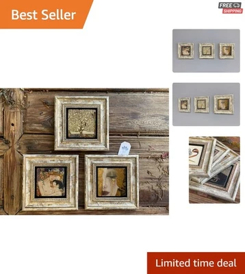 Juego de arte de pared de piedra atemporal de 3 piezas - inspirado en Gustav Klimt, diseño único Foto 1 de 4