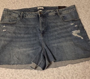 Women's Plus Size 26W Ava And Viv Denim Shorts High Rise Skinny Stretch - Picture 1 of 15