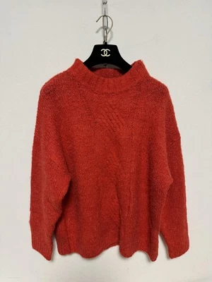 Suéter Michelle Nicole Mujer Pequeño Rojo Cuello Simulado Cable Tejido Mezcla Lana Acogedor Foto 1 de 4