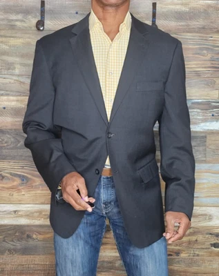 JHANE BARNES Super 140's Wool Cashmere Charcoal Gray Dual Vent Blazer Jacket 46R - Image 1 of 4