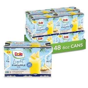 (48 Pack) Dole Light Pineapple 100% Fruit Juice, Vitamin C, Less Sugar, 6 Fl Oz - Picture 1 of 7