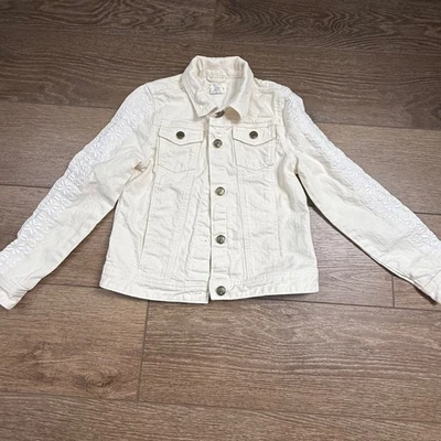 Crewcuts By J. Chaqueta vaquera Crew Girls crema, botón delantero, bordado 10 Foto 1 de 4