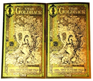 LOT 2 X 1 UTAH GOLDBACK 24K GOLD NOTE 1/1000 OZ - DISCONTINUED DESIGN SALE!🔥 - Bild 1 von 6