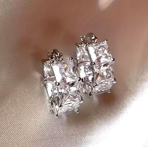 Mode glänzende Strass Ohrringe Schmuck Frauen Urlaub Geschenk neu silber - Bild 1 von 3