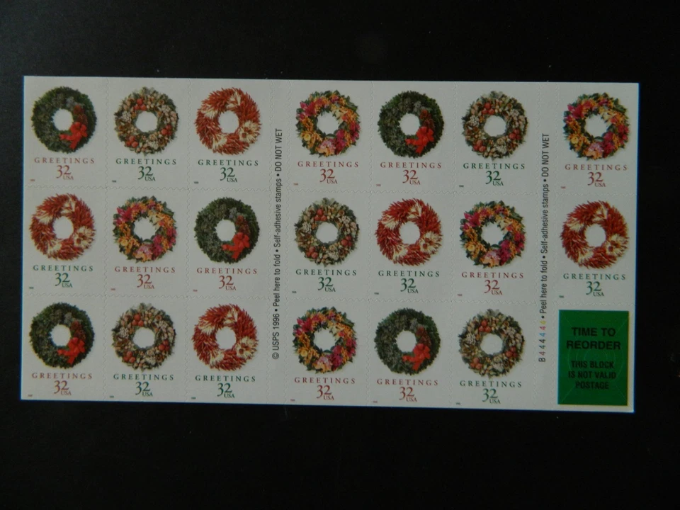 US SC#  3252e BOOKLET OF 20 HOLIDAY WREATHS STAMPS 32 CENT FACE MNH - Image 1 of 1