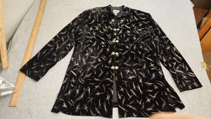 J.B.S. LTD Jacket Womens 3XL Black Velvet Gold Metallic Hook Front Dressy Party - Picture 1 of 17
