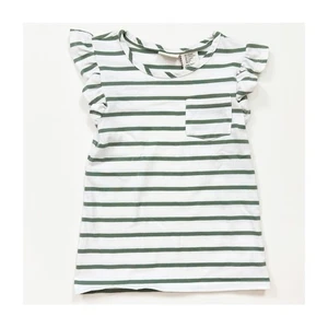 Max Studio Kids Striped Flutter Top White Green Small 5/6 - Picture 1 of 4