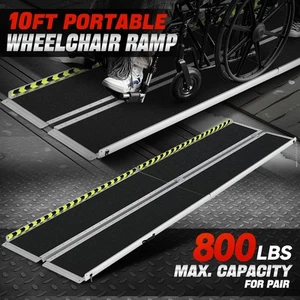 10Ft Aluminum Folding Wheelchair Scooter Mobility Ramp Portable Non-Slip 800 LBS - Picture 1 of 6