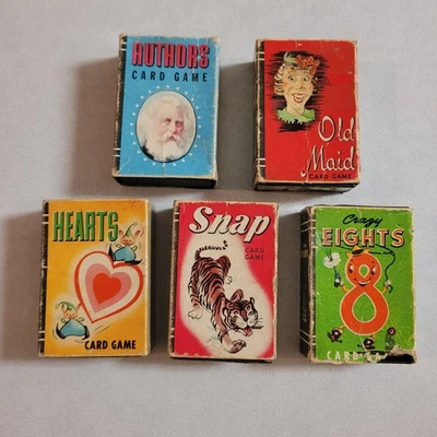 复古惠特曼宝藏套件迷你纸牌游戏 5 套作者 Hearts Snap Old Maid — 第 1/4 张图片