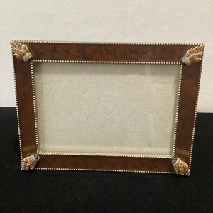 Brown Enamel With Crystals Accents Picture Frame 4.5" x 6" Picture 3.25” X 4.5” - Picture 1 of 11