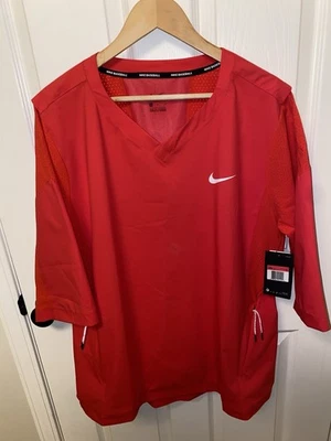 Nike Lo último Chaqueta de Béisbol Manga 3/4 Pullover Ventilado Talla L Top Rojo Foto 1 de 3