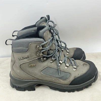 LL Bean Botas Hombres Talla 10.5 Zapatos Medio Senderismo Gore Tex Vibram Suela Cuero Gris Foto 1 de 4