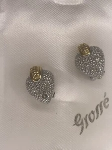 vintage grosse clip on earrings silver and gold tone with rhinestones - Picture 1 of 24