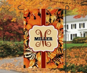 Pumpkin Monogram Garden Flag, Personalized, Fall Garden Flag, Autumn Garden Flag - Picture 1 of 3